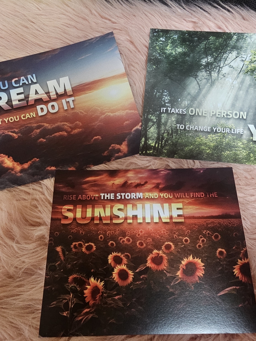 Motivational Wall Art Set - Sunflower Sunshine, Dream, Forest Prints - Unbranded